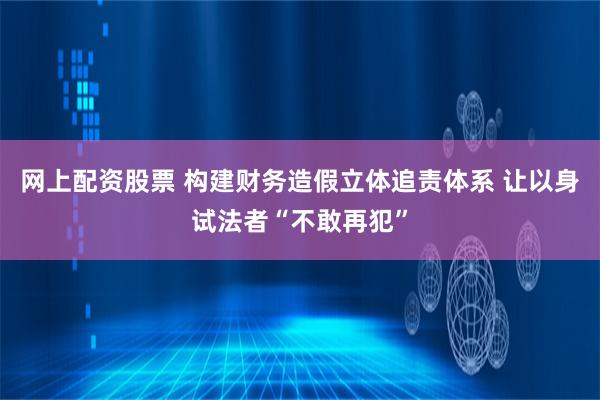 网上配资股票 构建财务造假立体追责体系 让以身试法者“不敢再犯”