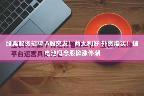 股票配资招聘 A股突发！两大利好 外资爆买！锂电池概念股掀涨停潮