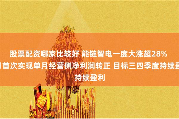 股票配资哪家比较好 能链智电一度大涨超28% 6月首次实现单月经营侧净利润转正 目标三四季度持续盈利